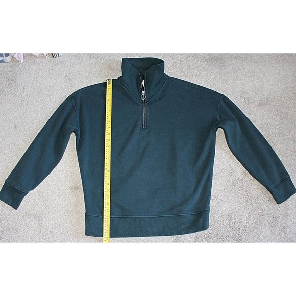Athleta - Med TALL MT - Cozy Karma 1/4-Zip Pullover Sweatshirt in Teal Green - Picture 9 of 11